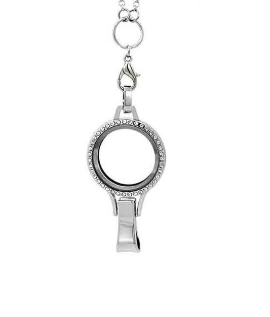 Lanyard Locket (Holds ID Badge) with rhinestones