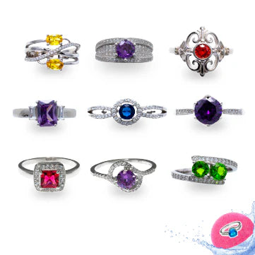 Sterling Silver Sized Genuine Gemstone Rings
