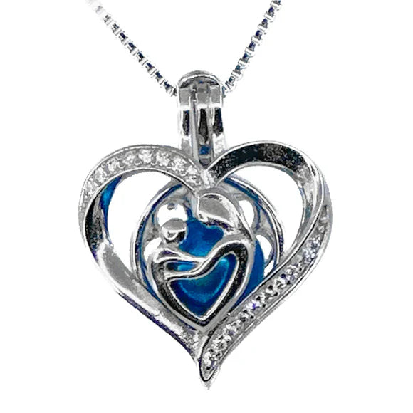 Sterling Silver Mother & Child Cage w/ Rhinestones